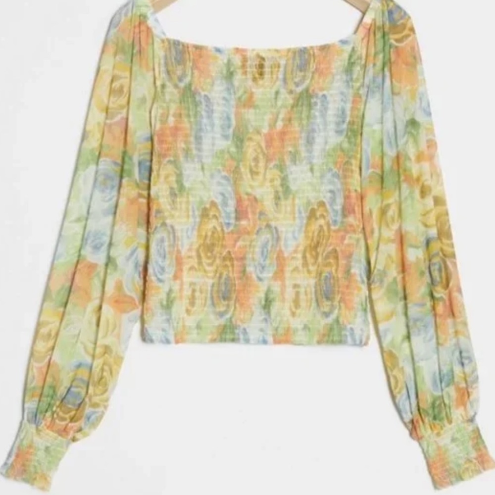 NWT Anthropologie Floral Rouen Smocked Top